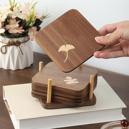 实木印花杯垫木质隔热茶杯垫