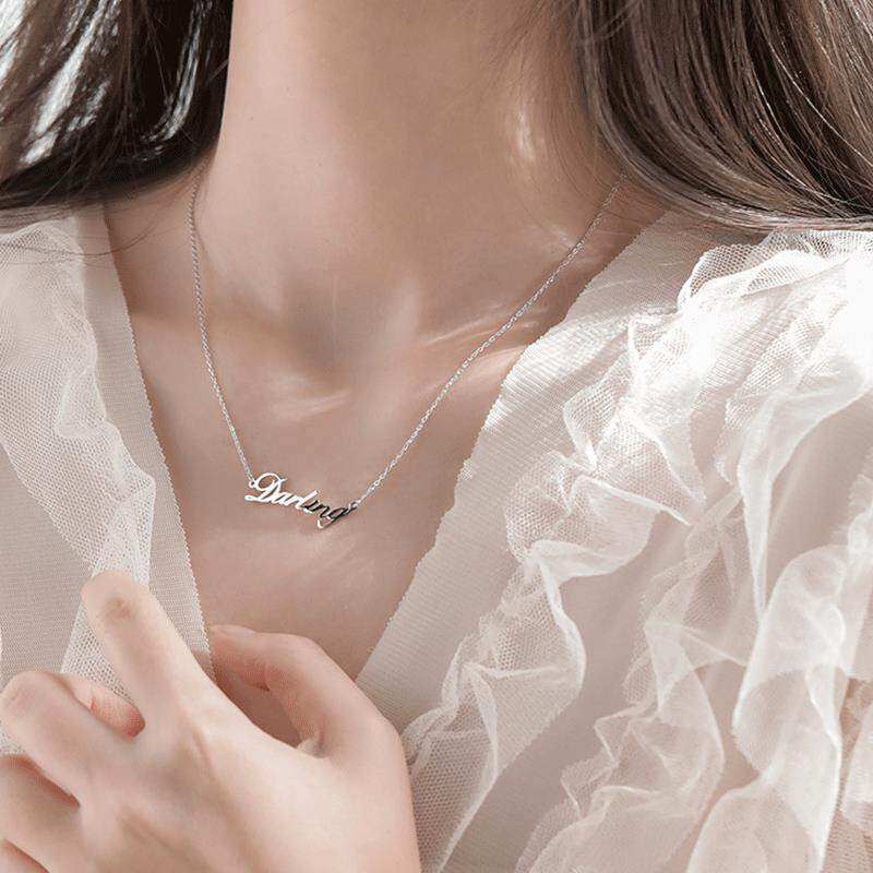 925银英文字母Darling项链创意小众女锁骨链关系佟丽娅同款情