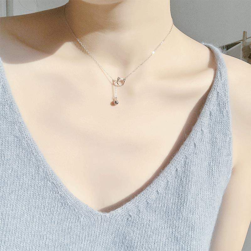 s925银猫咪项链铃铛锁骨链女学生少女心饰品脖子萌短款颈链520礼