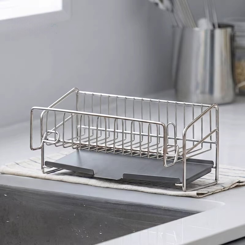 日本进口厨房304不锈钢抹布沥水架多功能置物架水槽窄边收纳架