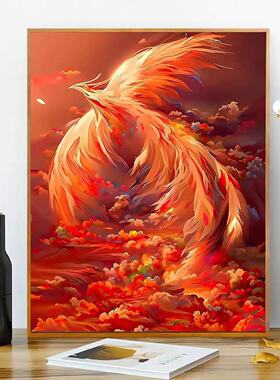 凤凰于飞数字油画diy手工绘填