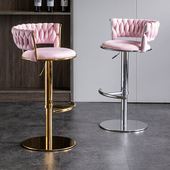 吧台椅家用升降旋转现代简约金色意式 极简轻奢前台吧凳网红高脚凳