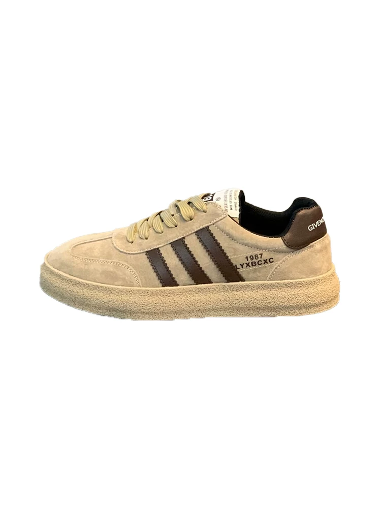 Универсальная мужская обувь в стиле Three Stripes 2024 весна, новая надпись на нубуковой коже, однотонная, модная популярная повседневная обувь