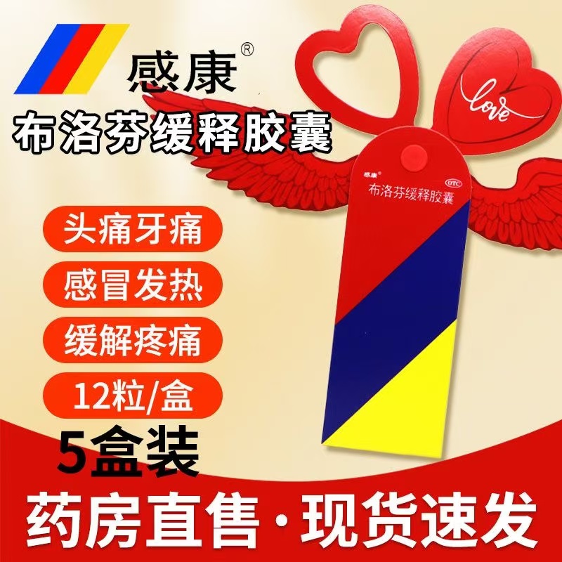 感康牌布洛芬缓释胶囊12粒流感感冒发热头痛关节痛牙痛神经痛经