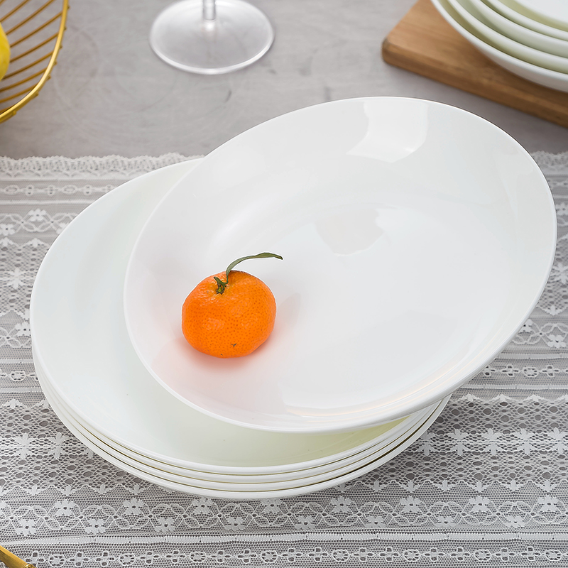 洛山居纯白色骨瓷盘子餐具陶瓷