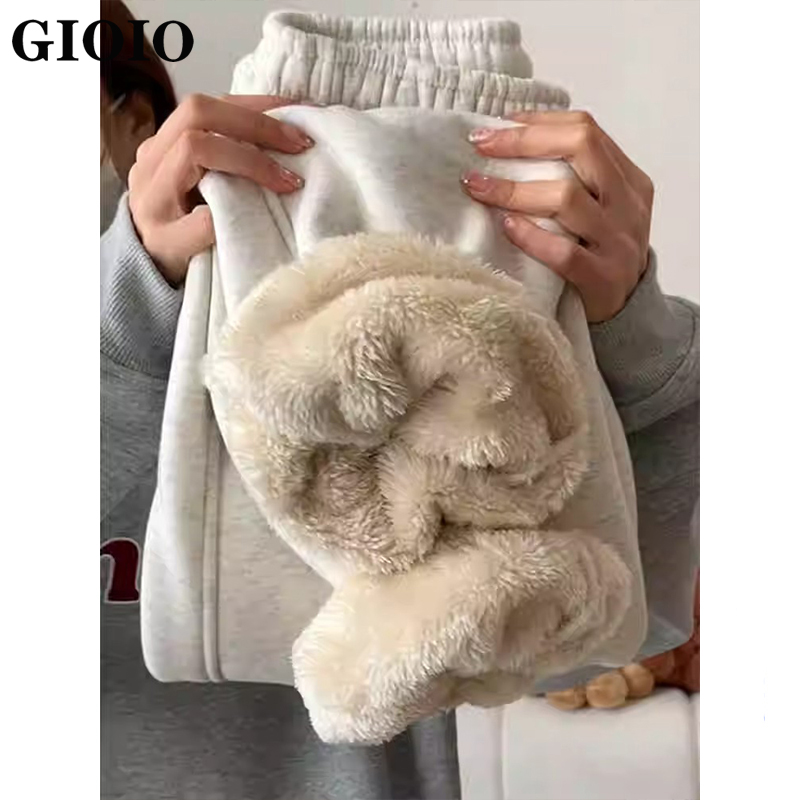 潮牌超厚羊羔绒裤子男款2025冬季