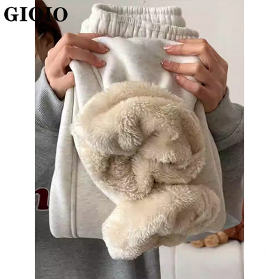 潮牌超厚羊羔绒裤子男款2025冬季