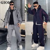 高端男士 子搭配一套 潮牌加绒加厚上衣裤 运动休闲套装 2026秋冬新款