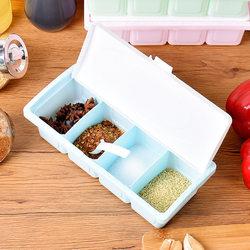 带勺调味罐4个收纳盒香料家用防潮油盐罐调料盒厨房盐糖罐子装,厨房/烹饪用具,调味瓶罐/调料研磨器,淘宝优惠券,粉丝福利购,淘宝优惠卷
