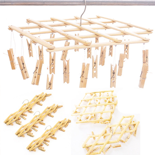 16/22夹竹子伸缩晾衣架晾晒衣撑多头衣夹子毛巾袜子多用竹拉架子