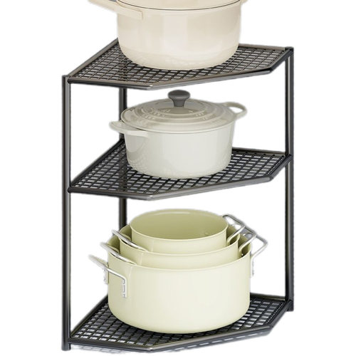 爆品厨房三角置物架下水槽锅具收纳架子橱柜内备菜放置架转角收纳