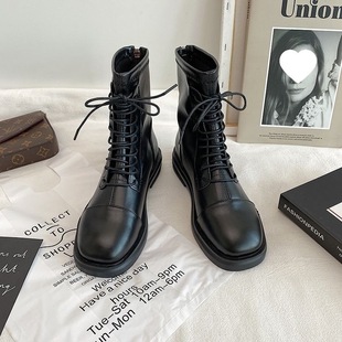 爆品瘦瘦靴炸街显脚小马丁靴女英伦风弹力短靴女春秋单靴瘦瘦中筒