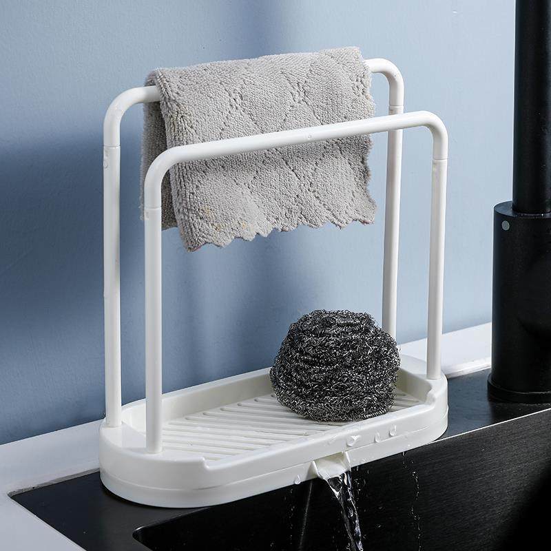 爆品抹布沥水架厨房用品水池水槽台面置物架免打孔钢丝球海绵收纳