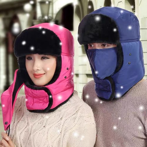 爆品帽子男冬天保暖神器女秋冬雷锋帽骑车防寒防风男士电动车加绒