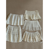 韩系叠穿一片式 假下摆蕾丝屁帘遮屁股半裙 系带围裙女2025春季 新款