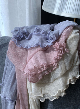 白色蕾丝打底衫女秋冬洋气内搭薄款长袖纱衣性感透明亮丝网纱上衣