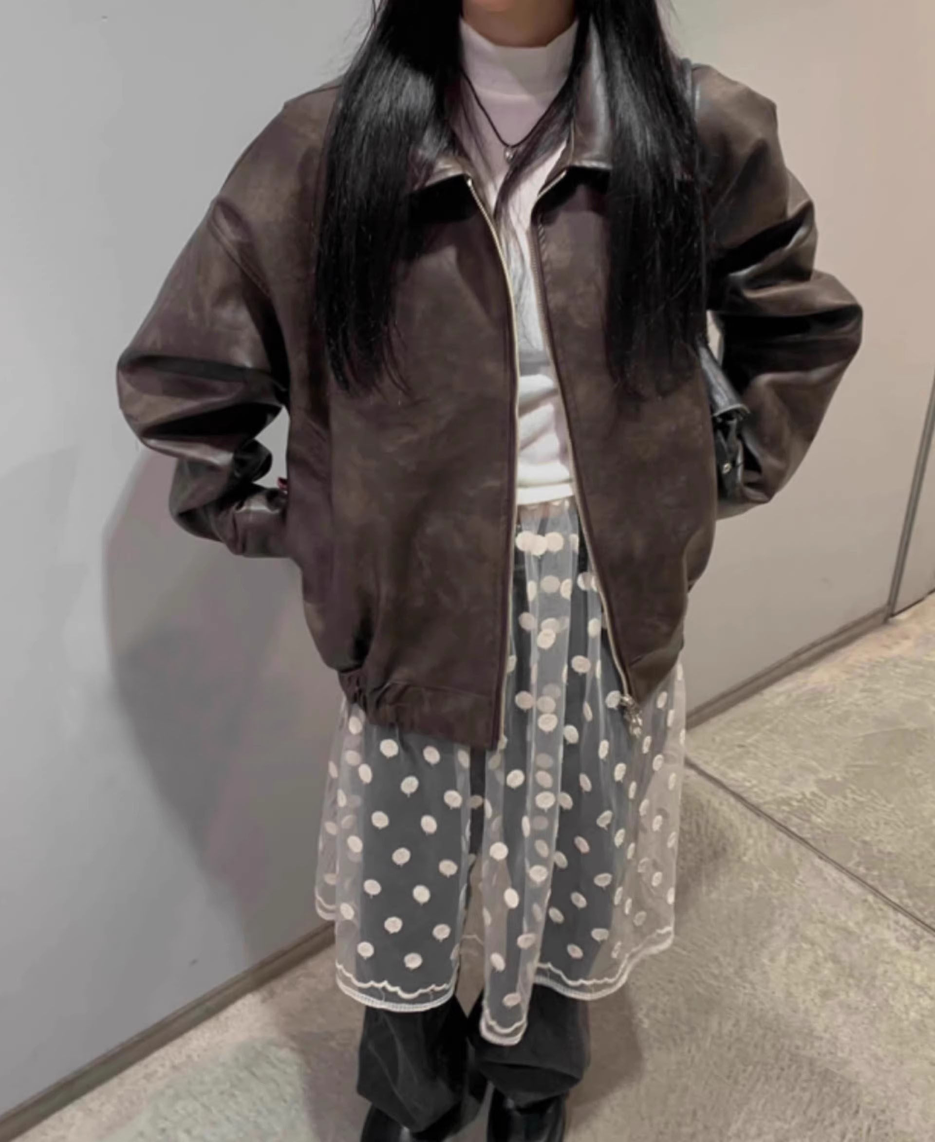 韩版小众百搭重工蕾丝波点个性叠穿四季复古搭配半身裙