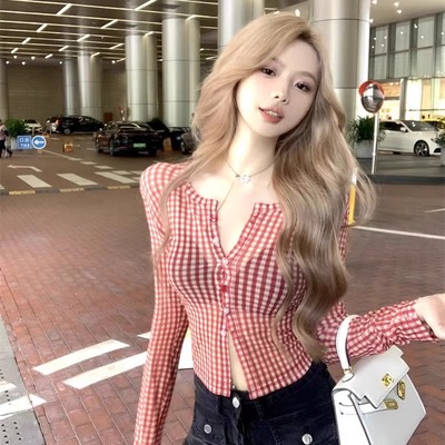 新款美式辣妹纯欲网纱衬衫女上衣
