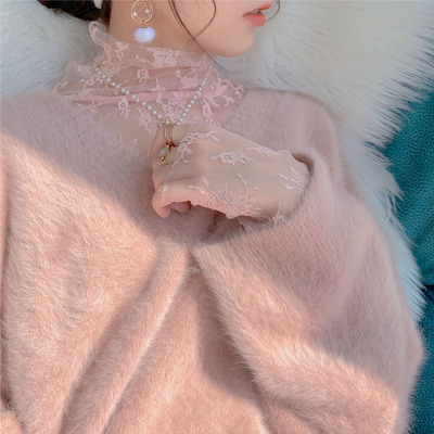 秋冬白色蕾丝打底叠搭纯欲！蔷薇