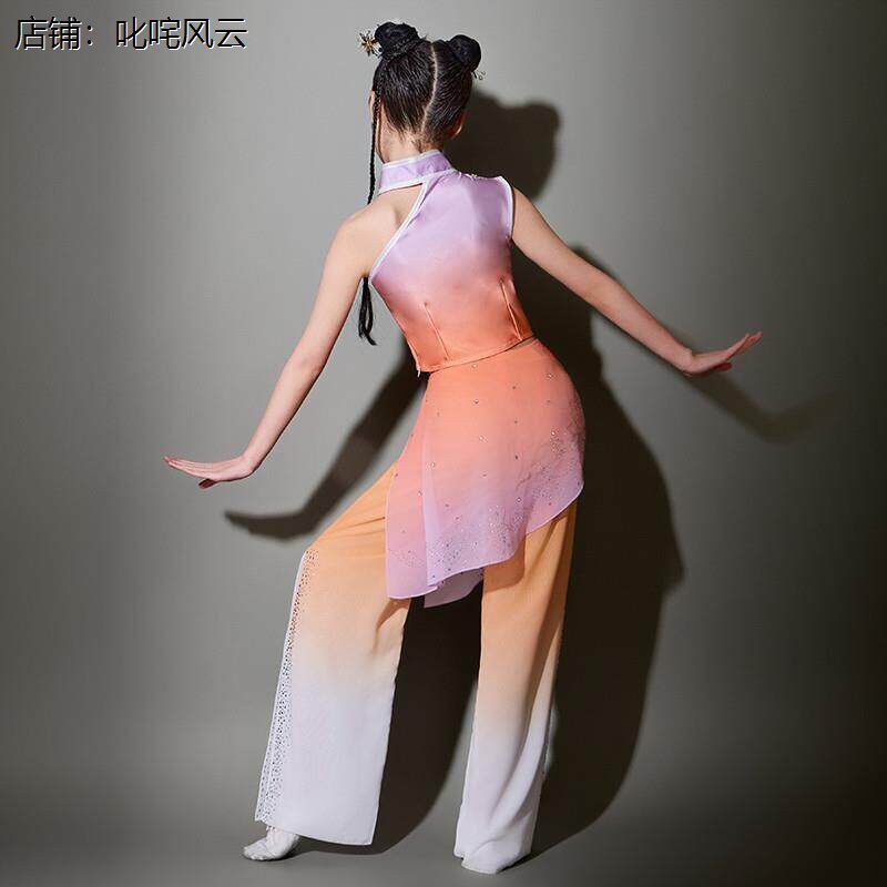 儿童鼓铃清清演出服钱鼓舞舞蹈服装幼儿春嬉铃鼓绣影叠香手鼓舞服