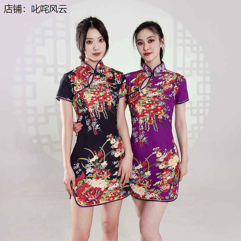 改良版中国风短旗袍斜滴