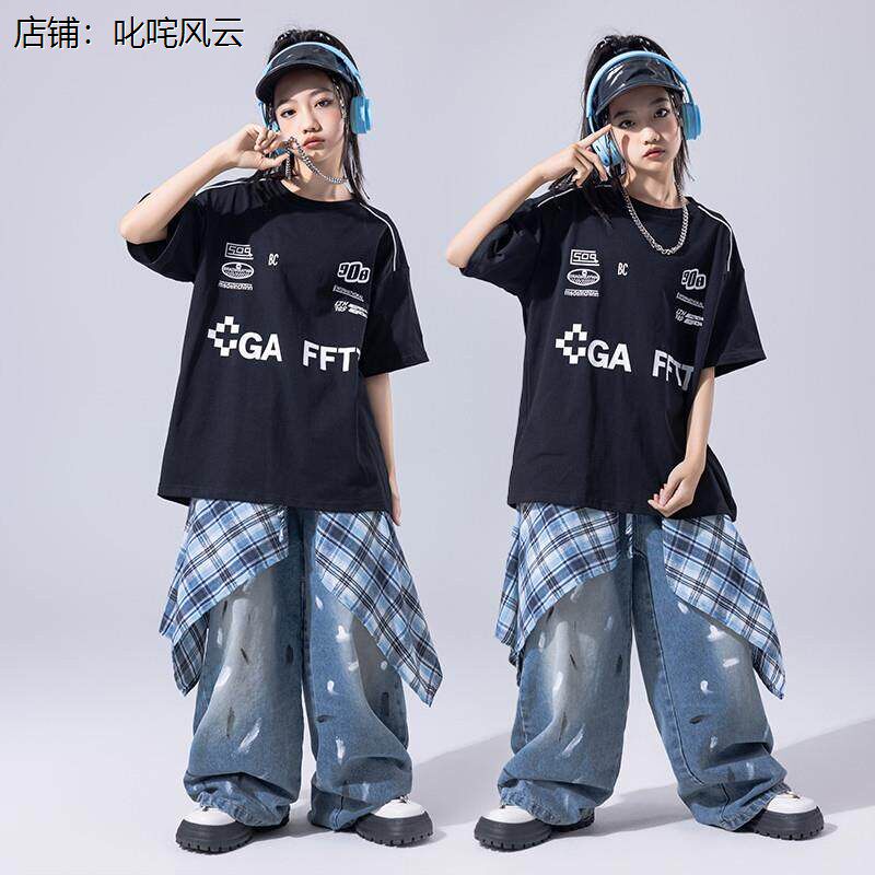 六一儿童演出服少儿街舞服装hiphop童装男童架子鼓嘻哈潮服套装夏