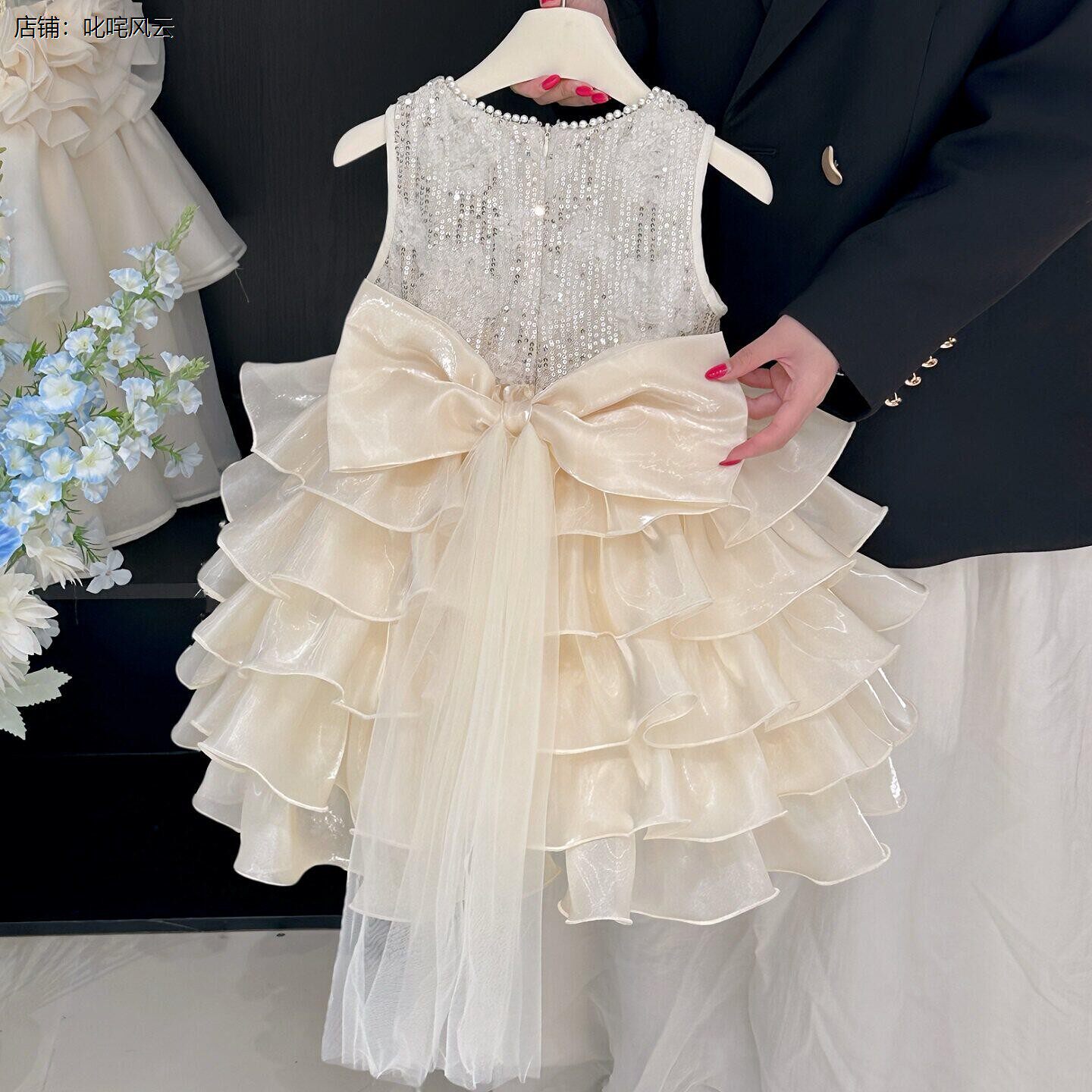 女童洋装夏季时尚新款小女孩生日礼服裙子儿童高级感亮片公主裙