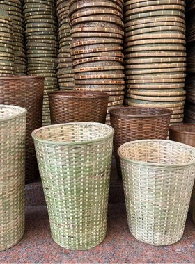 竹编蔬菜摆放箩筐餐饮点菜区展示篓土特产干货食材收纳簸箕高竹筐