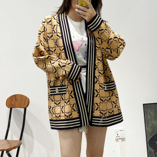 秋季外套女针织衫中长款上衣 潮INS超火百搭宽松小香风毛衣外套女