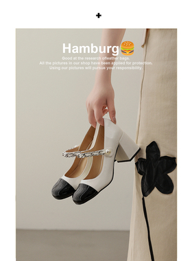 【汉堡Hamburg】复古玛丽珍鞋圆头高跟鞋女厚底粗跟jk单鞋子女