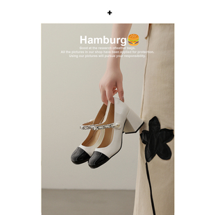 【汉堡Hamburg】复古玛丽珍鞋圆头高跟鞋女厚底粗跟jk单鞋子女