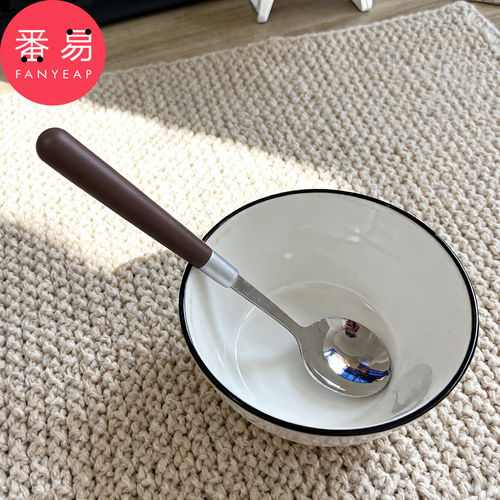 勺子/不锈钢E1pn008-餐具家用简约干饭圆勺不锈钢西餐勺户外餐勺
