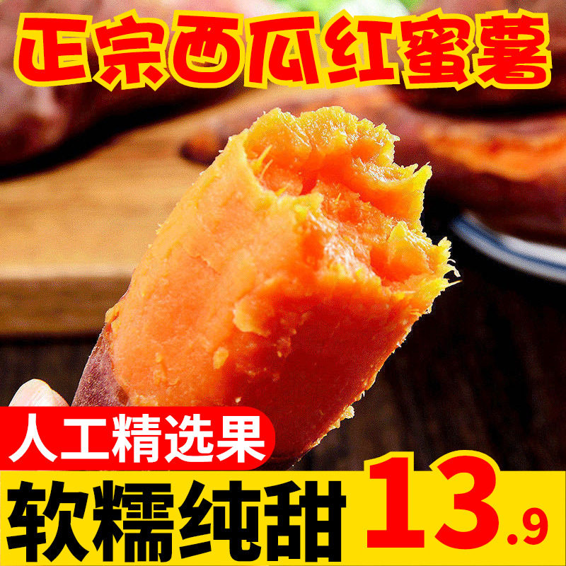 红薯新鲜西瓜红纯甜蜜薯 粉糯软红心现挖沙地山芋农家红瓤地瓜5斤