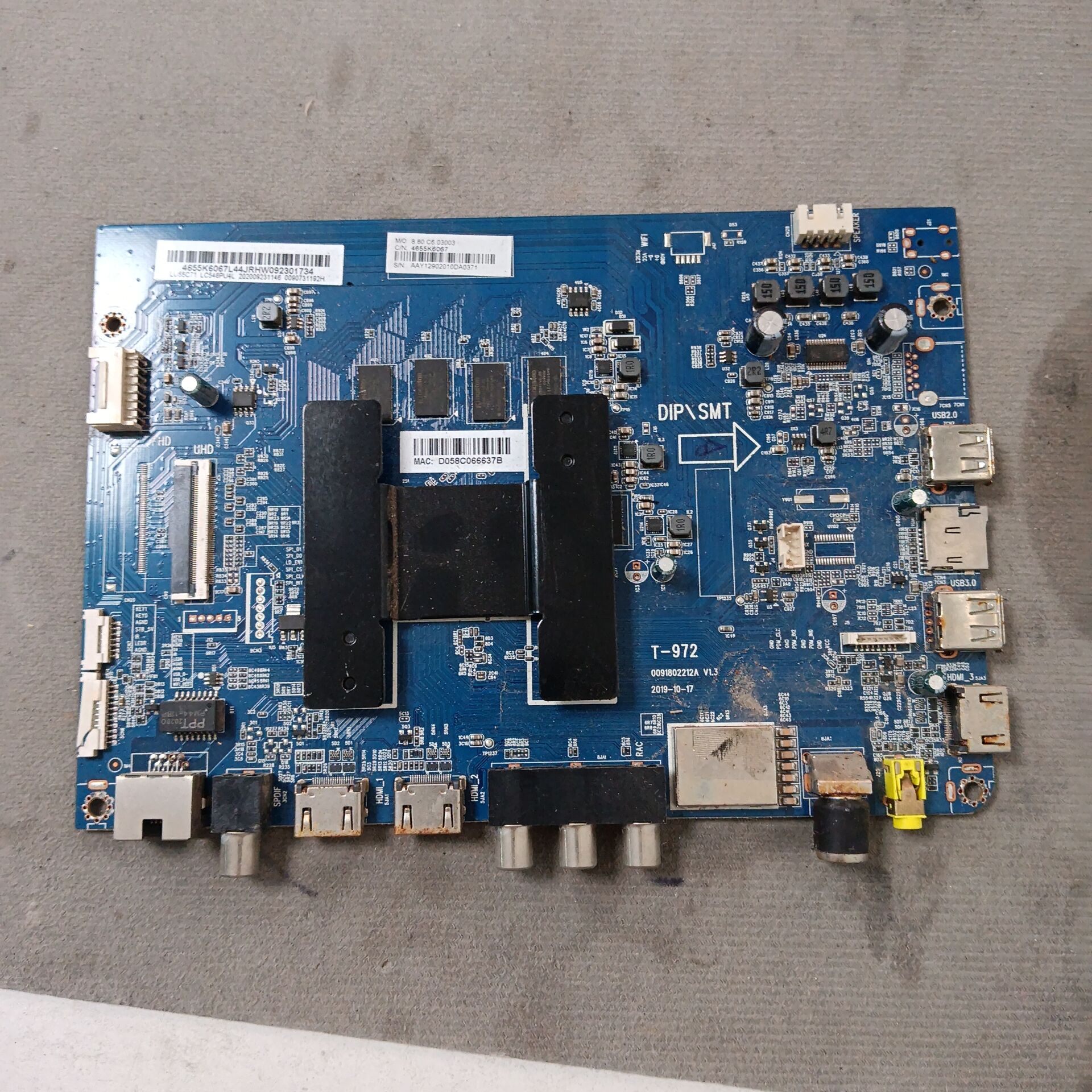 海尔 LU55C71电视主板T-972 0091802212A V1.3 屏ST5461D18-2