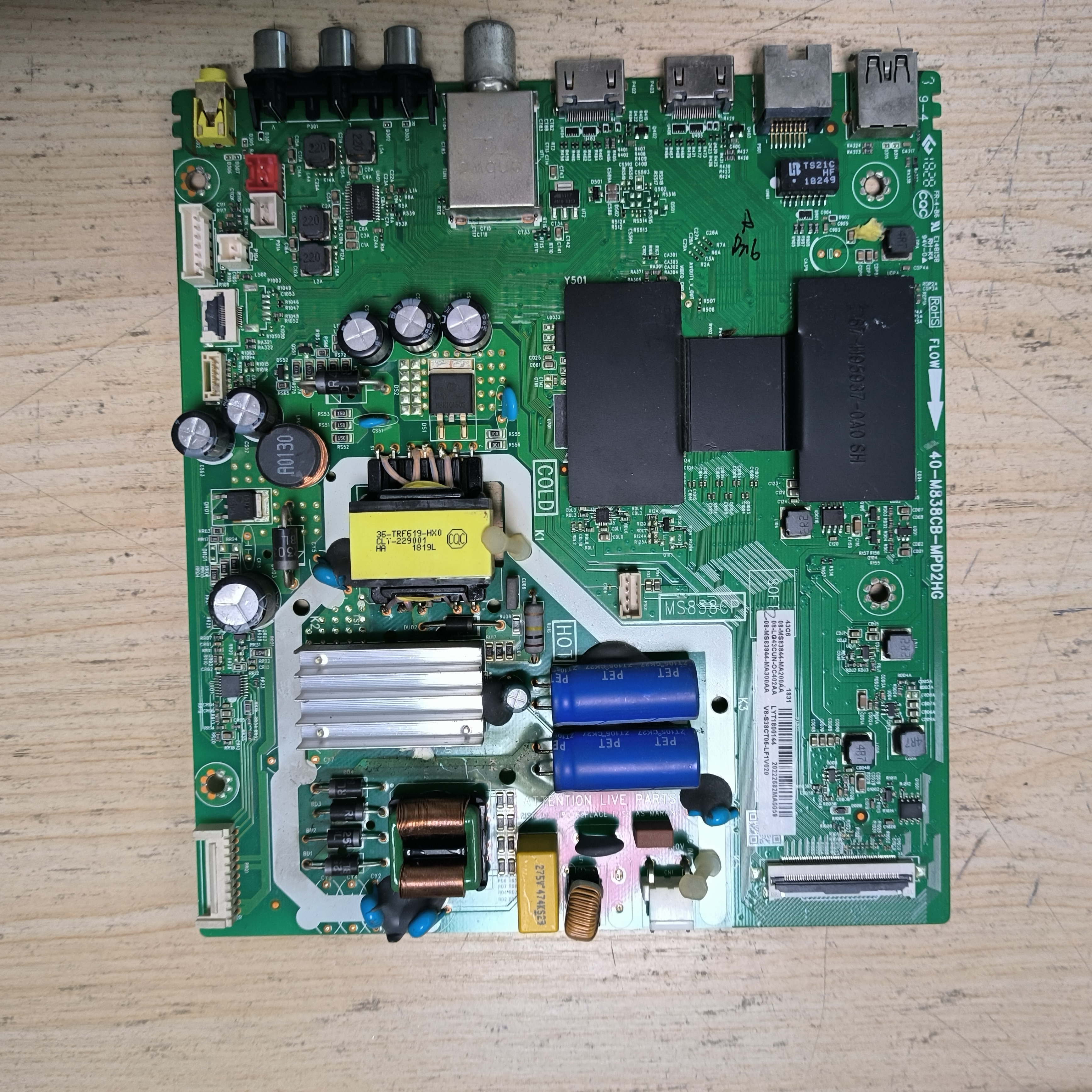 原装TCL 43C6 主板40-M838CB-MPD2HG配屏LVU430NEBL