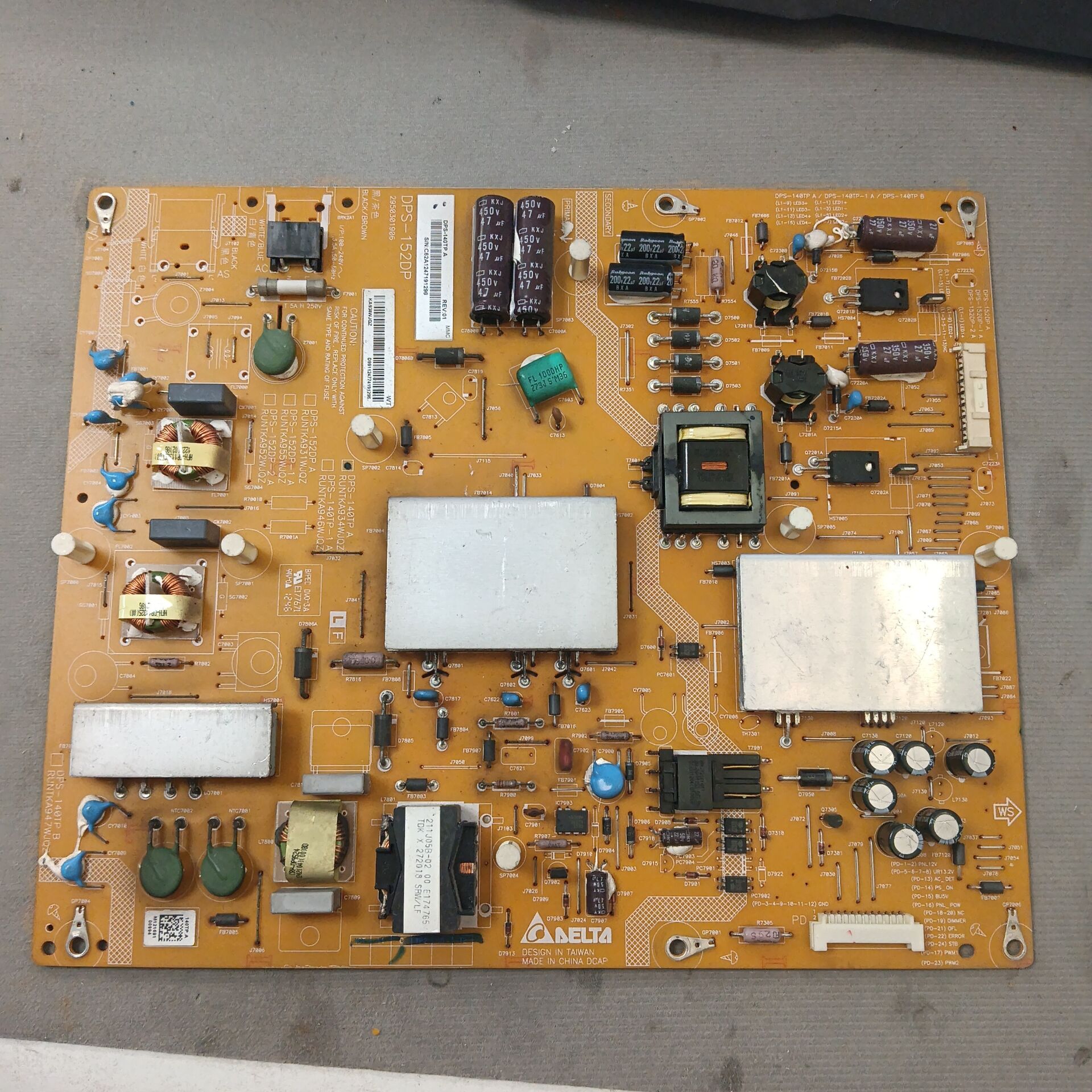 夏普原厂LCD-60LX840A电源板RUNTKA934WJQZ DPS-152DP/140TP