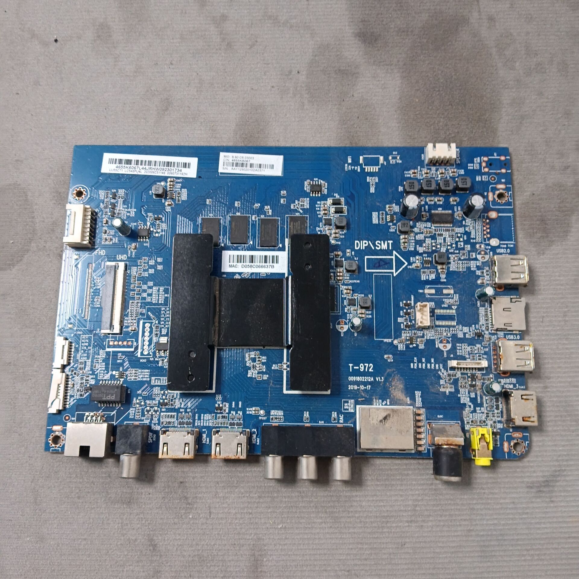 海尔 LU55C71电视主板T-972 0091802212A V1.3 屏ST5461D18-2