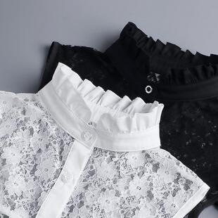 假衣领女百搭假领子蕾丝立领荷叶边百褶林毛衣娃娃领气质衬衣装饰