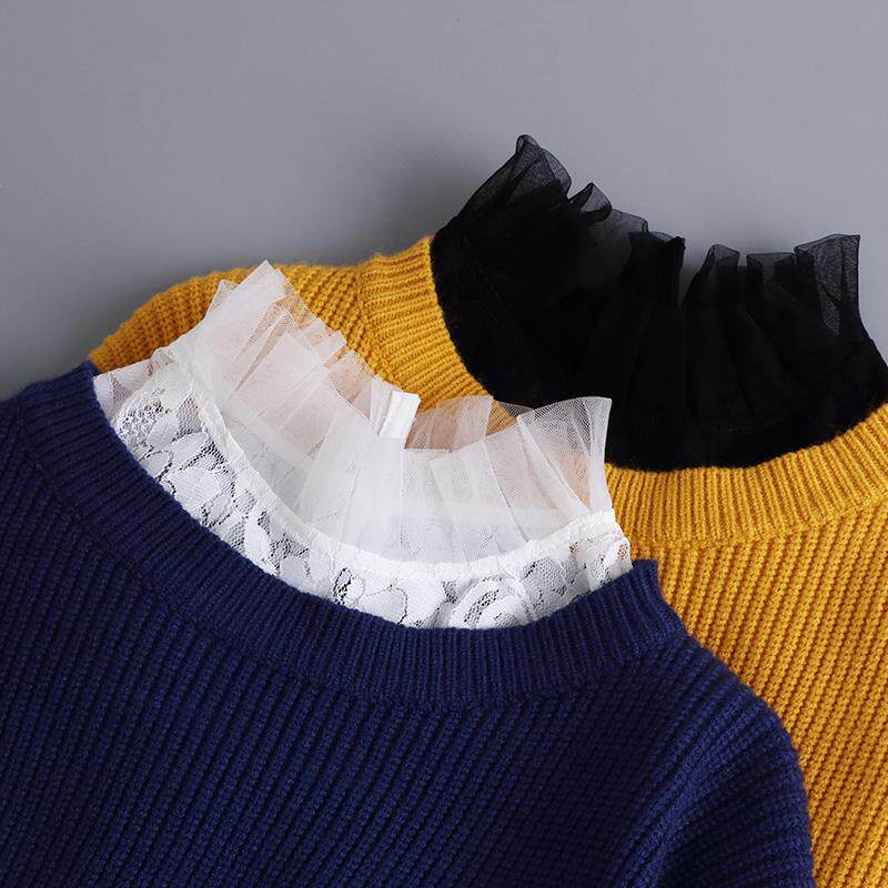 假领子女秋冬毛衣装饰仙气网纱百褶领内搭蕾丝假打底气质衣领上衣