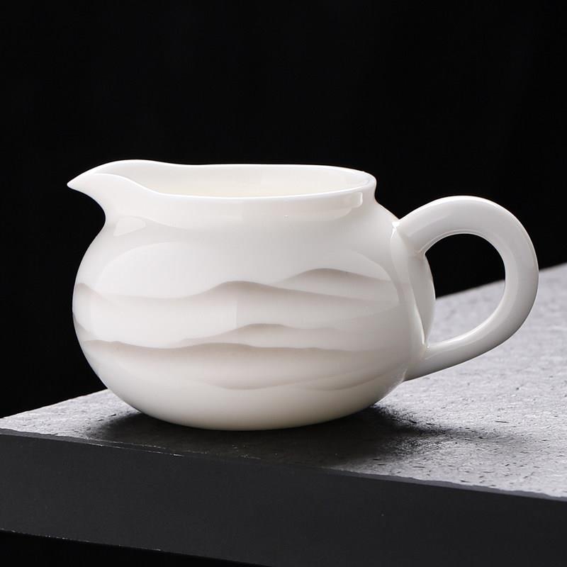公道杯陶瓷羊脂玉瓷白瓷茶具家用泡茶分茶器茶杯茶海公杯功夫茶具
