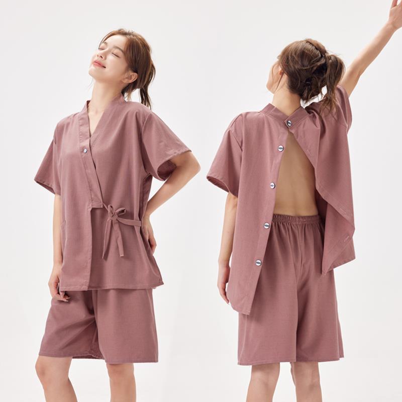 洗浴汗蒸服艾灸服前后开衫背开扣理疗刮痧中医针灸美容推拿拔罐采