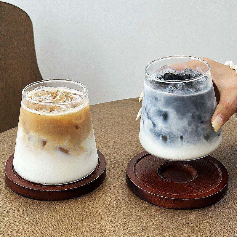 日式富士山杯玻璃杯ins风冰美式拿铁咖啡杯家用冷饮杯饮料杯水杯
