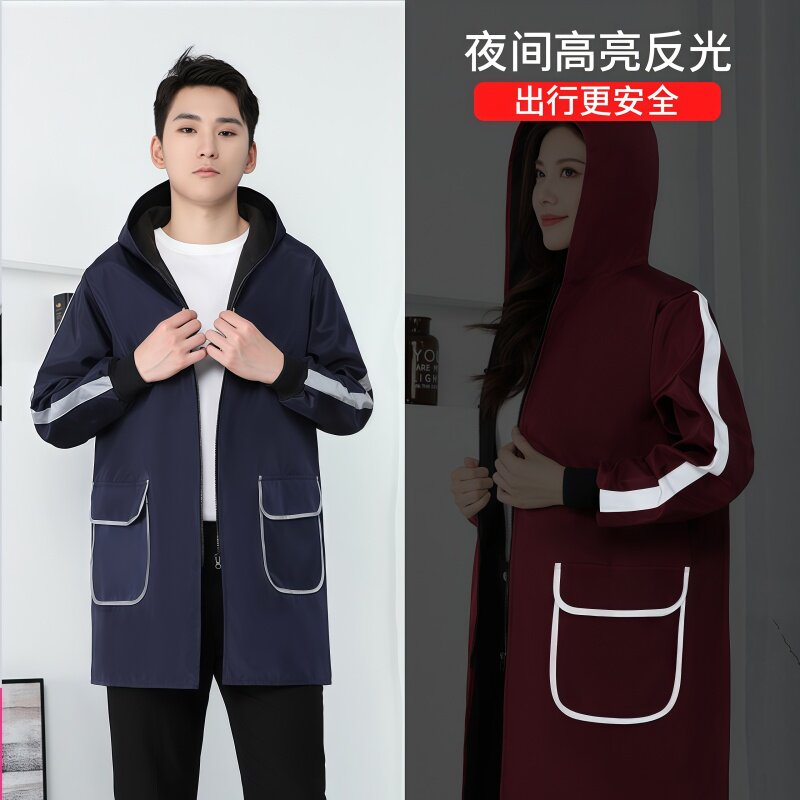 羽绒服皮罩衣成人女秋冬季加绒防水防油污工作服厨房长袖拉链围裙