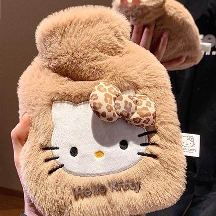 热水袋被窝专用暖脚可爱豹纹helloki暖手注水tty女小号暖水袋宝暖