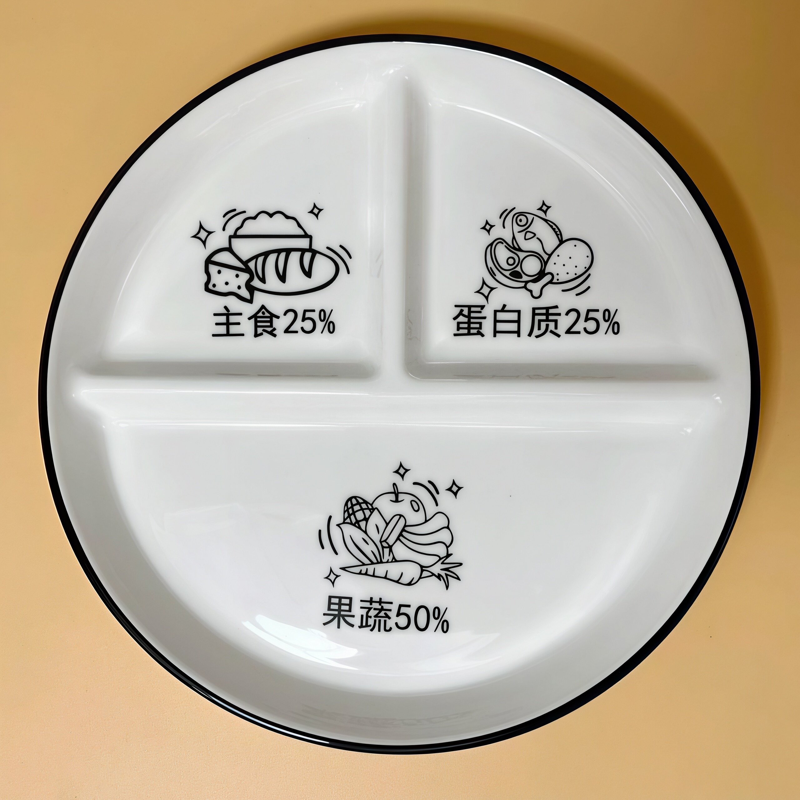 陶瓷分格餐盘211减脂定量圆盘