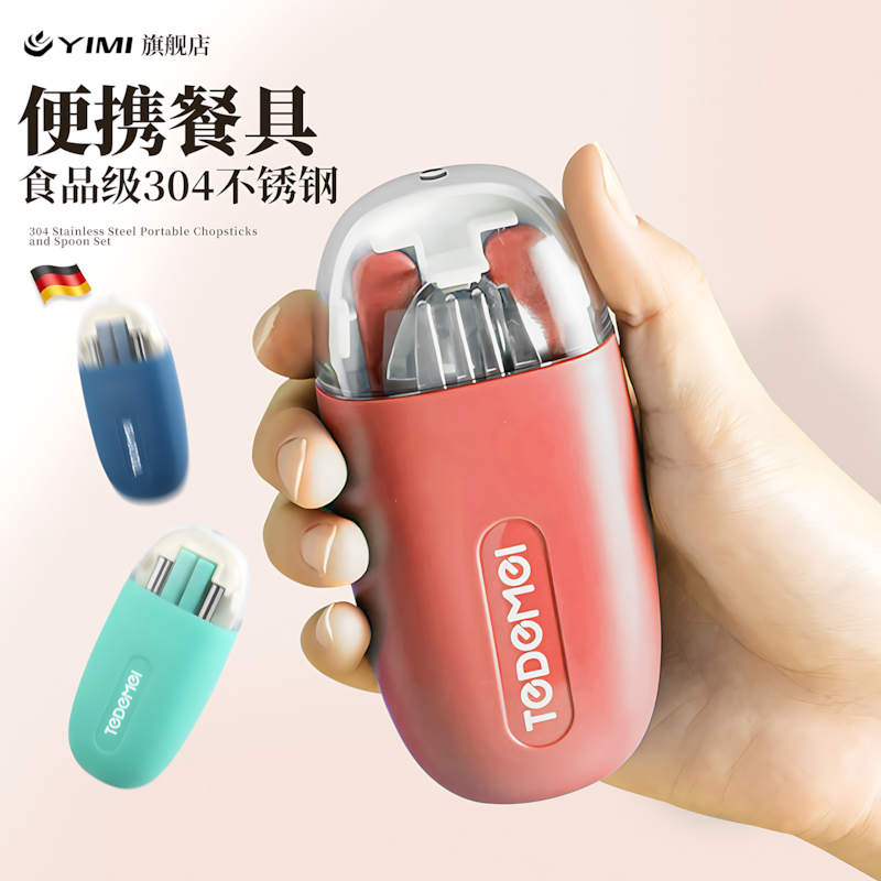 儿童筷子勺子餐具套装一人用食品级不锈钢学生便携式收纳盒单人装
