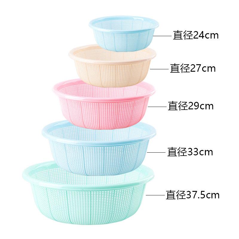 塑料箩筐圆形淘米筛子洗米篮小孔镂空厨房家用篓箕沥水熟胶菜篮子