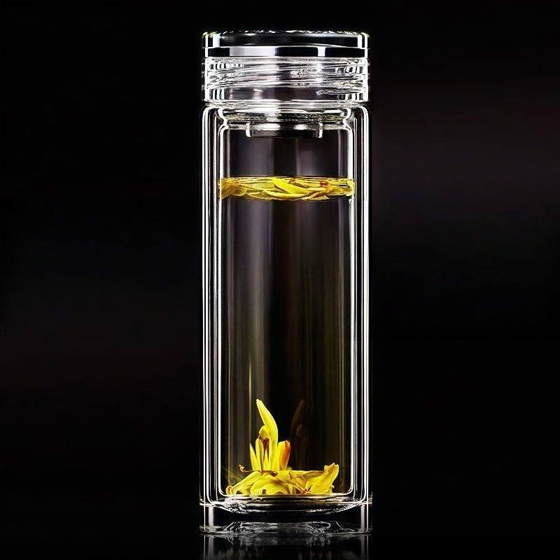 水晶双层玻璃杯钢化防摔打不碎的大号套装防爆男女随手杯保温出差