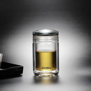 水晶双层玻璃杯钢化防摔打不碎的大号套装防爆男女随手杯保温出差