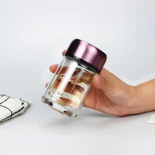 日本玻璃杯迷你小水杯女便携隔热高颜值耐高温小巧便携双层杯子小
